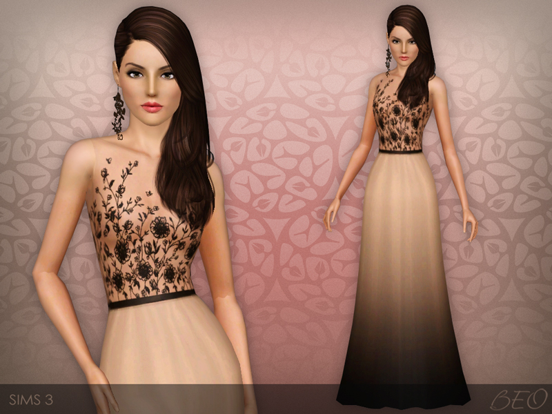 Embroidered transparent top dress for Sims 3 by BEO (1)